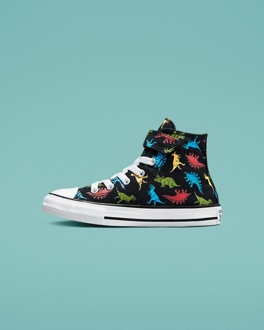 Girls' Converse Chuck Taylor All Star Easy-On Dinosaurs High Top Shoes Black / Red / Blue | AU 63E5CQ